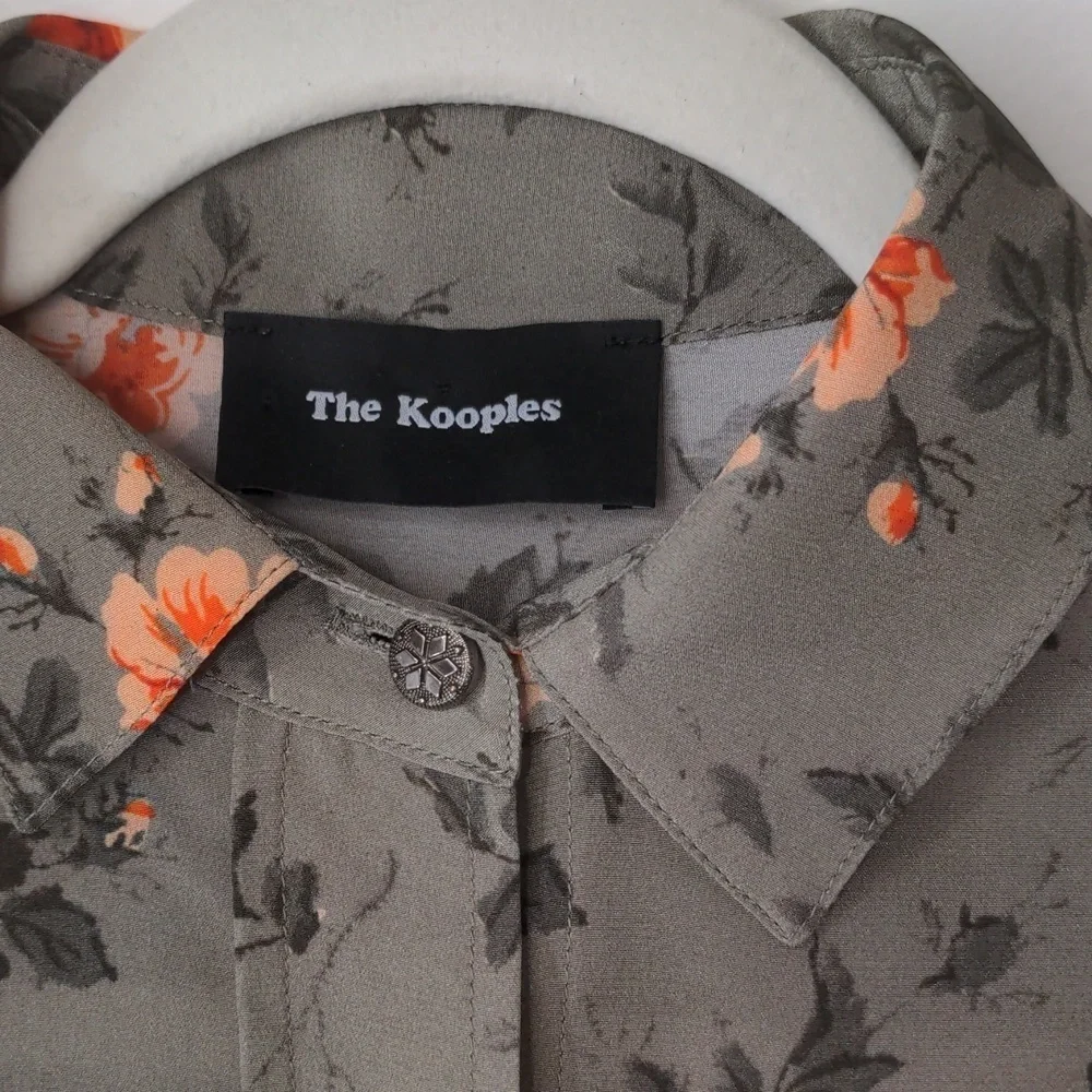 The Kooples Silk Floral Button Down Lace Hem Blouse xs - Picture 3 of 10